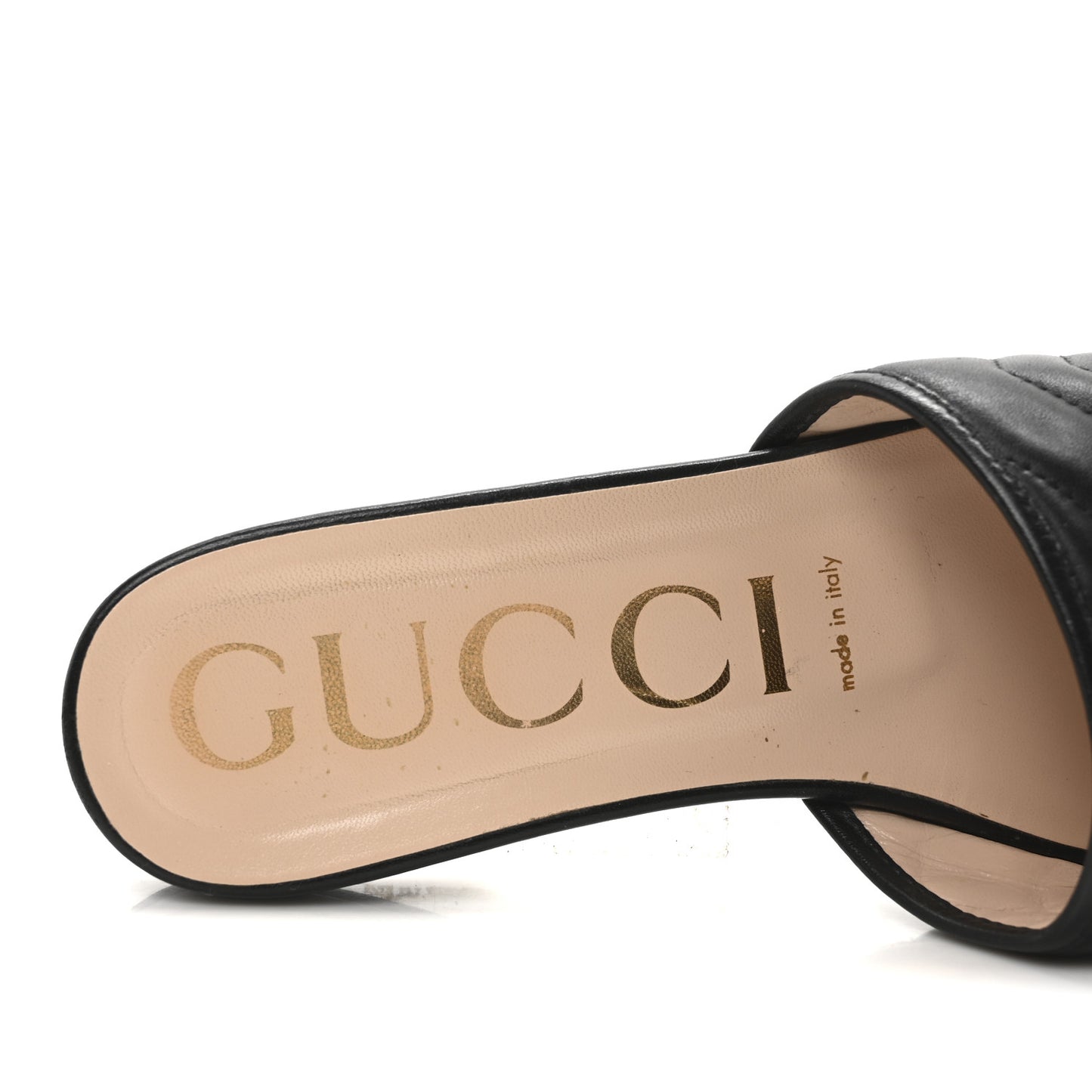 Nappa Matelasse GG Marmont Flat Slide Sandals 40 Black
