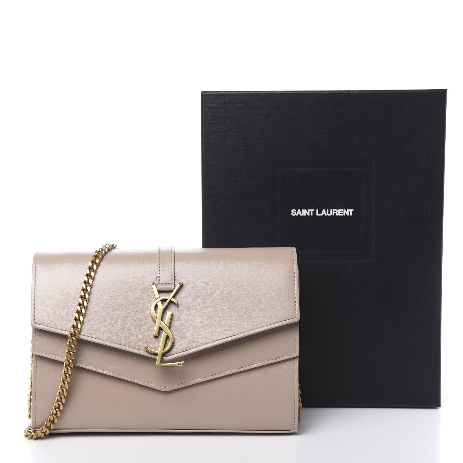 Saint Laurent Smooth Calfskin Monogram Sulpice Chain Wallet Nude 11 of 11