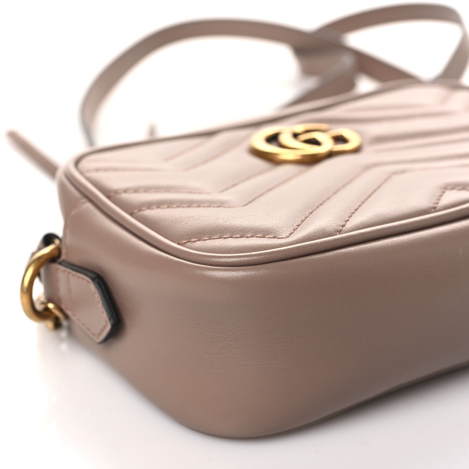 Gucci Calfskin Matelasse Mini GG Marmont Chain Shoulder Bag Porcelain Rose 9 of 11