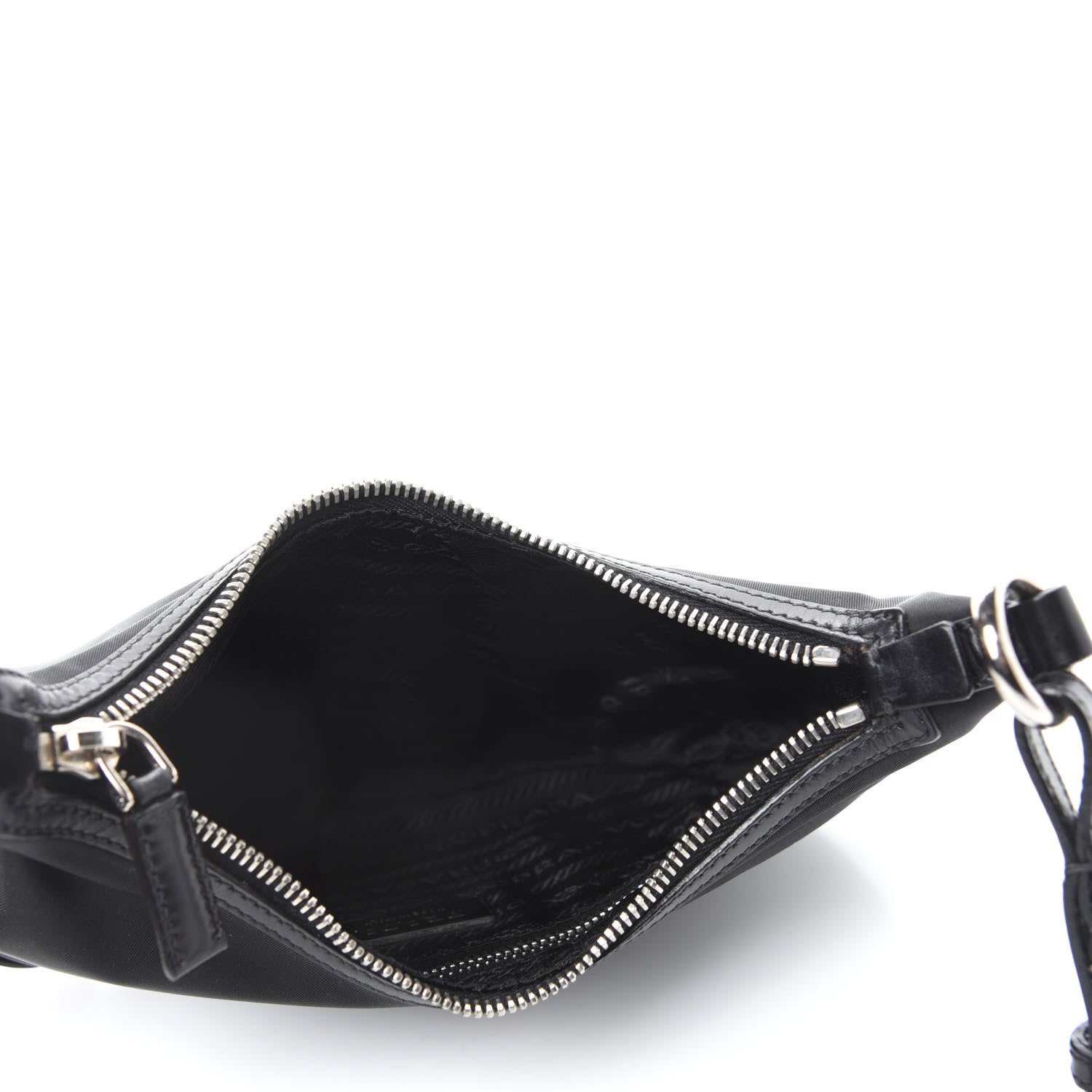 Prada Tessuto Nylon Soft Calfskin Shoulder Bag Black 5 of 9