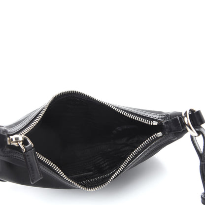 Prada Tessuto Nylon Soft Calfskin Shoulder Bag Black 5 of 9