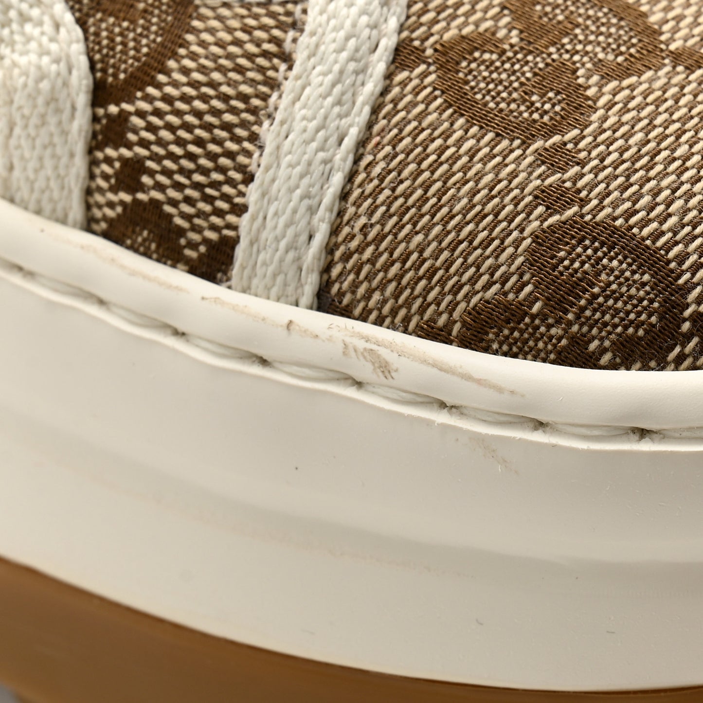 GG Monogram Womens 1977 Tennis Platform 52mm Sneakers 39 Beige Ebony Mystic White