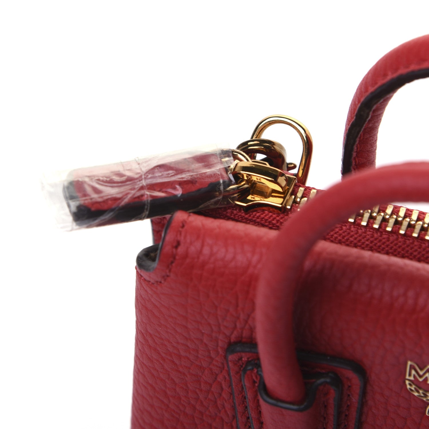MCM Grained Calfskin Mini Milla Handbag Card Case Ruby Red 9 of 12