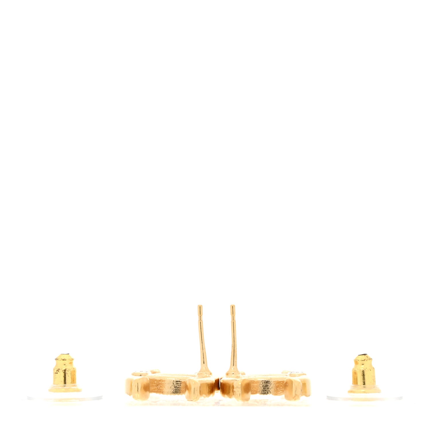 Chanel Metal Tweed Effect CC Earrings Gold 3 of 5
