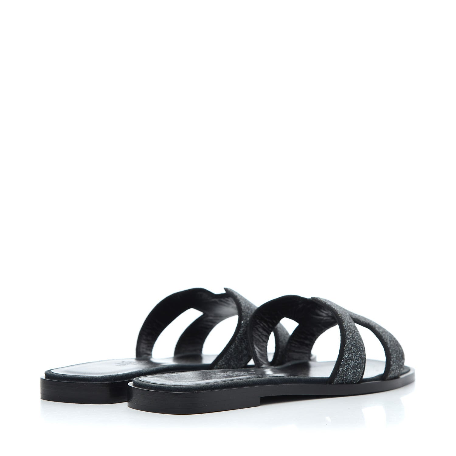 Hermes Suede Goatskin Crystal Oran Sandals 35.5 Bleu Gris 4 of 17