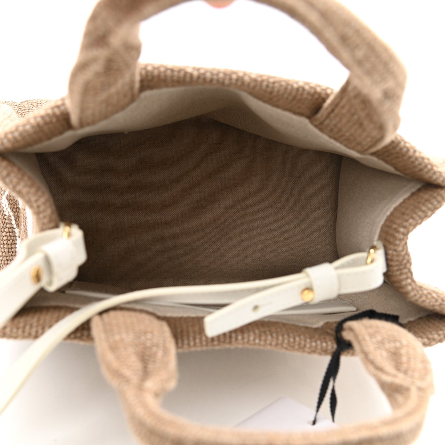 Canvas Calfskin Small Cabas Thais Natural White