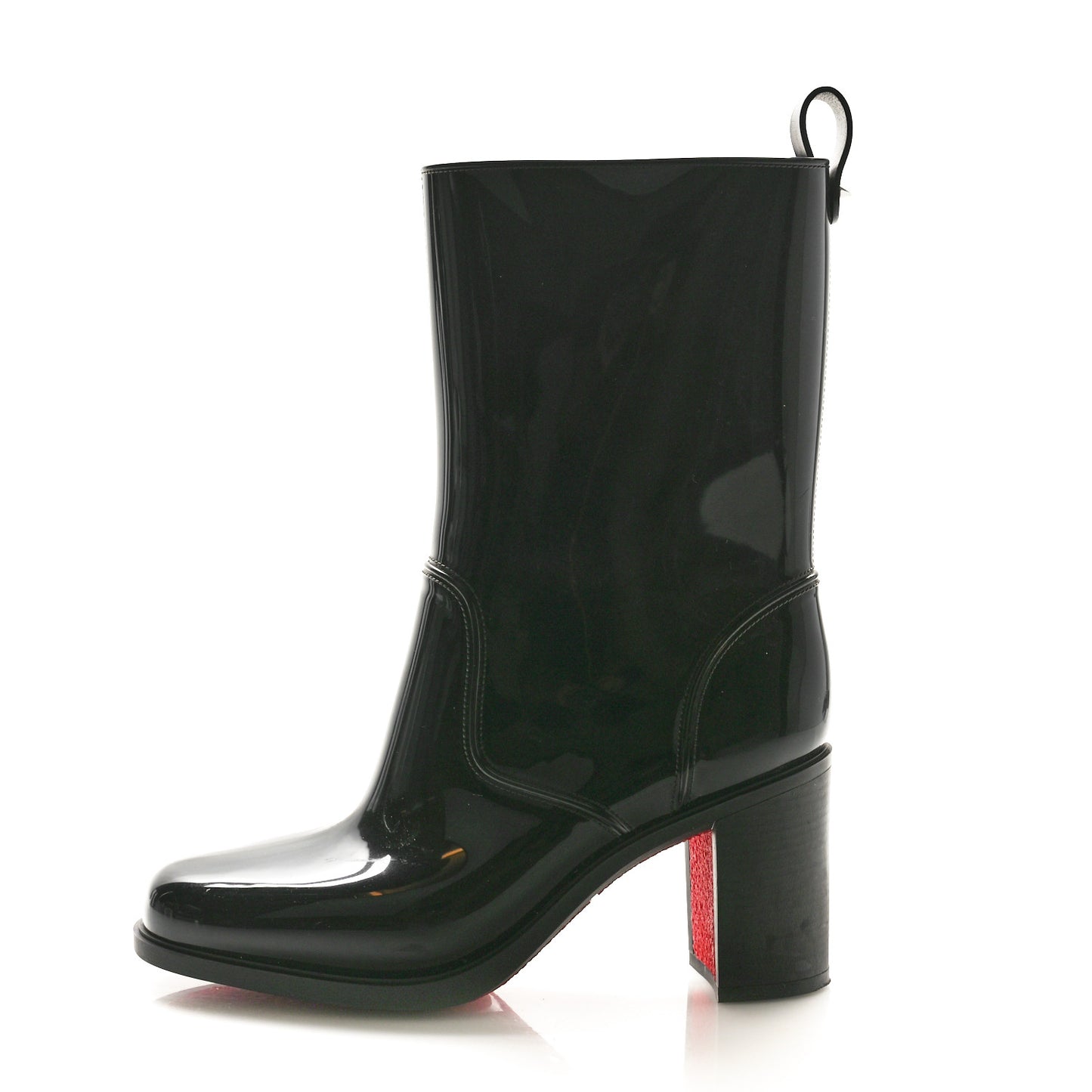 Recycled PVC Calfskin Loubirain 70 Boots 38 Black