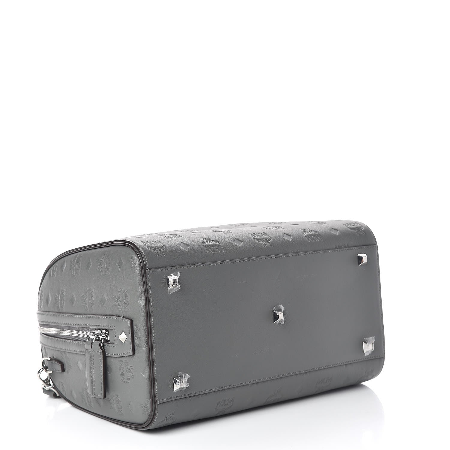 MCM Calfskin Ottomar Monogram Essential Boston Bag Grey 4 of 12