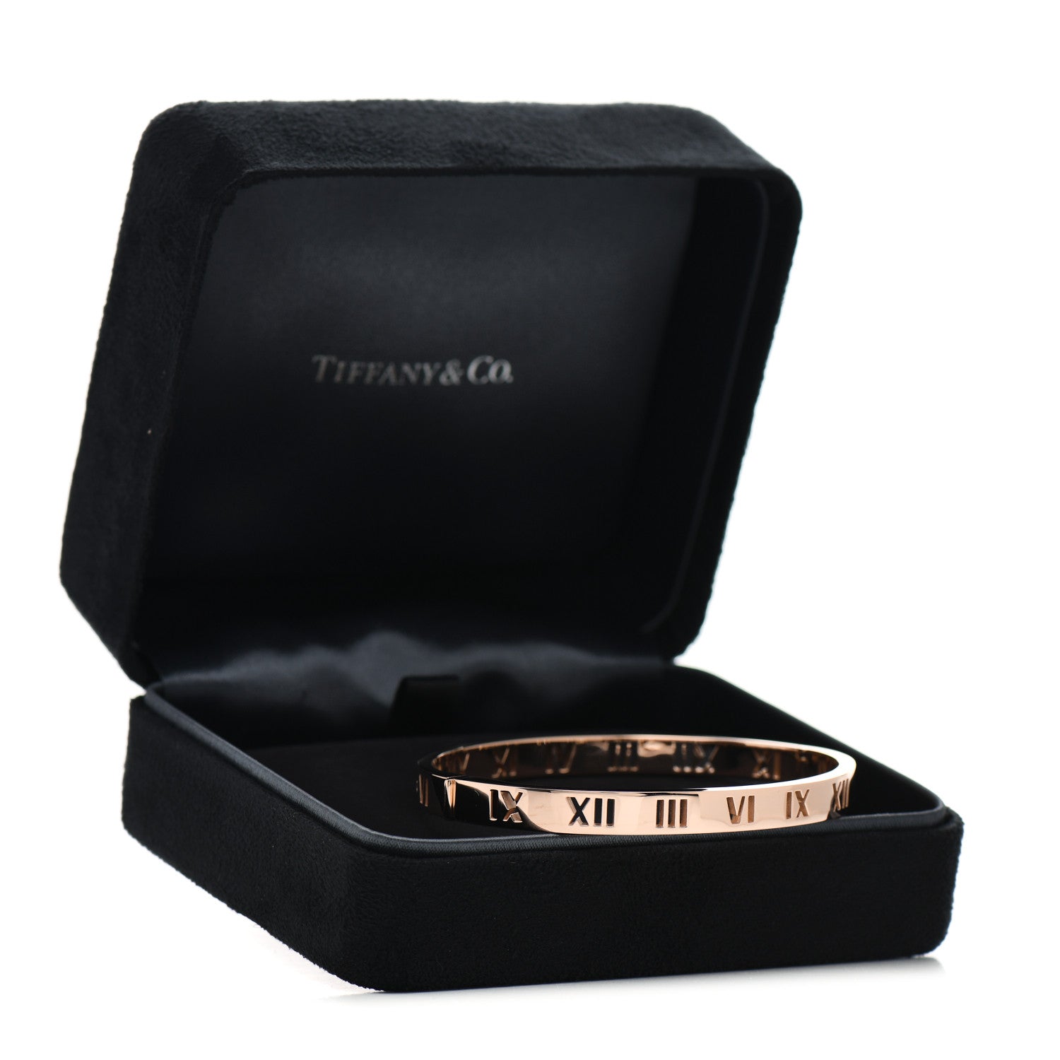 Tiffany 18K Rose Gold Diamond Atlas Pierced Hinged Bangle Bracelet 4 of 4