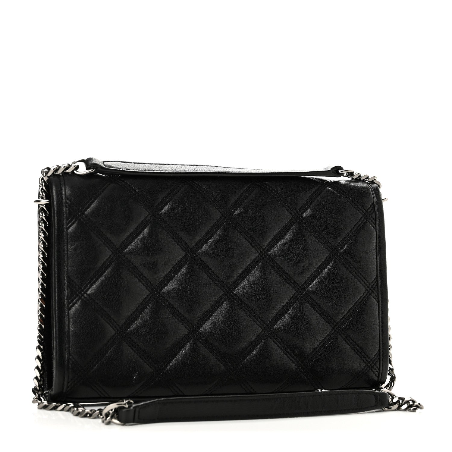 Saint Laurent Lambskin Diamond Quilted Becky Chain Wallet Black 5 of 17