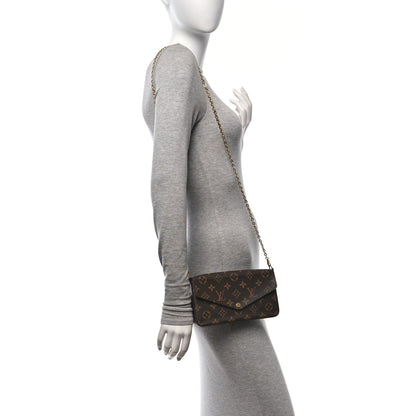 Louis Vuitton Monogram Pochette Felicie Chain Wallet Fuchsia 2 of 13