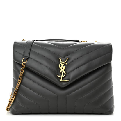 Saint Laurent Calfskin Y Quilted Monogram Medium Loulou Chain Satchel Storm 1 of 10