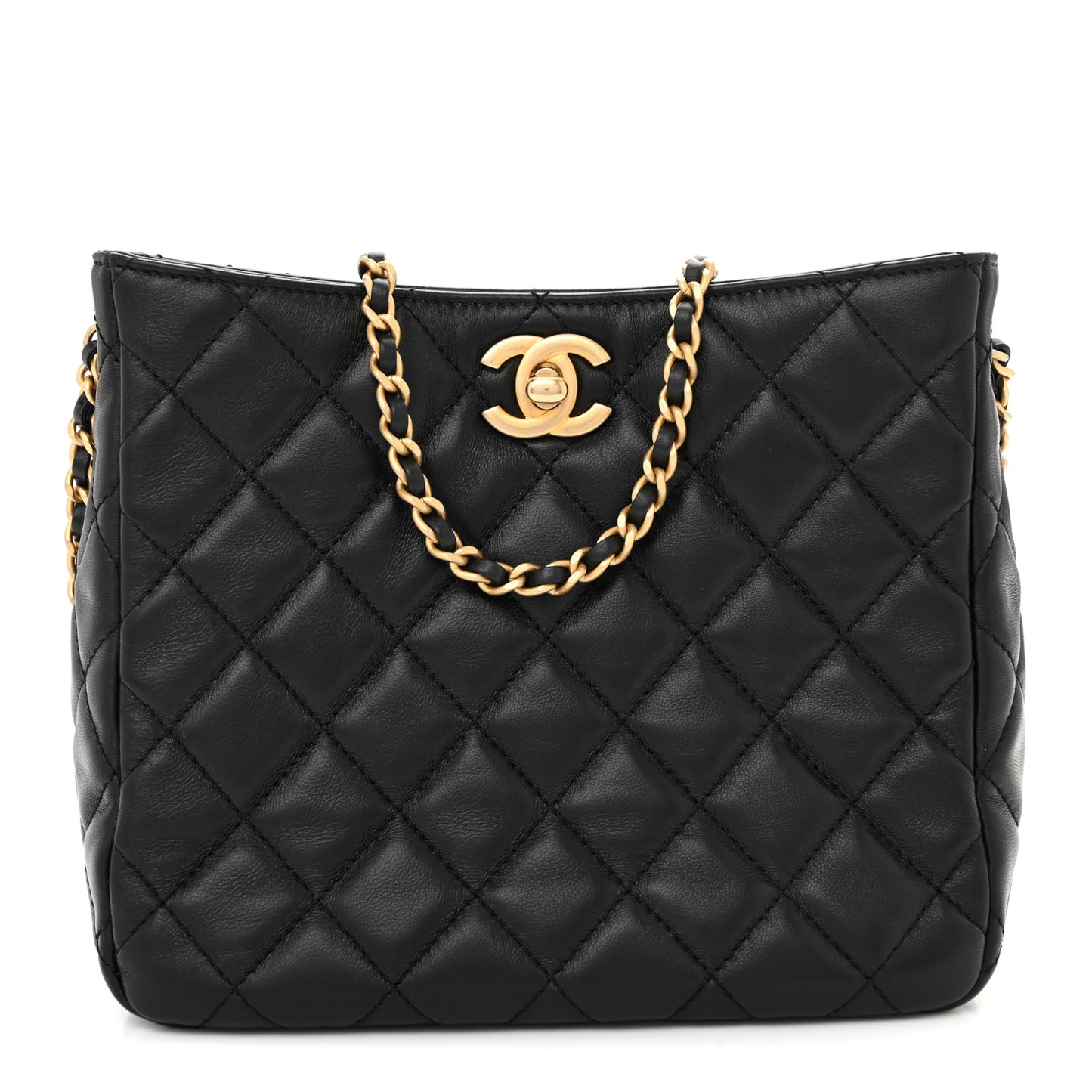 Lambskin Quilted Small Pearl Crush Hobo Black