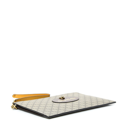Gucci GG Supreme Monogram Neo Vintage Zip Wristlet Pouch Beige New Acero Crop 3 of 8