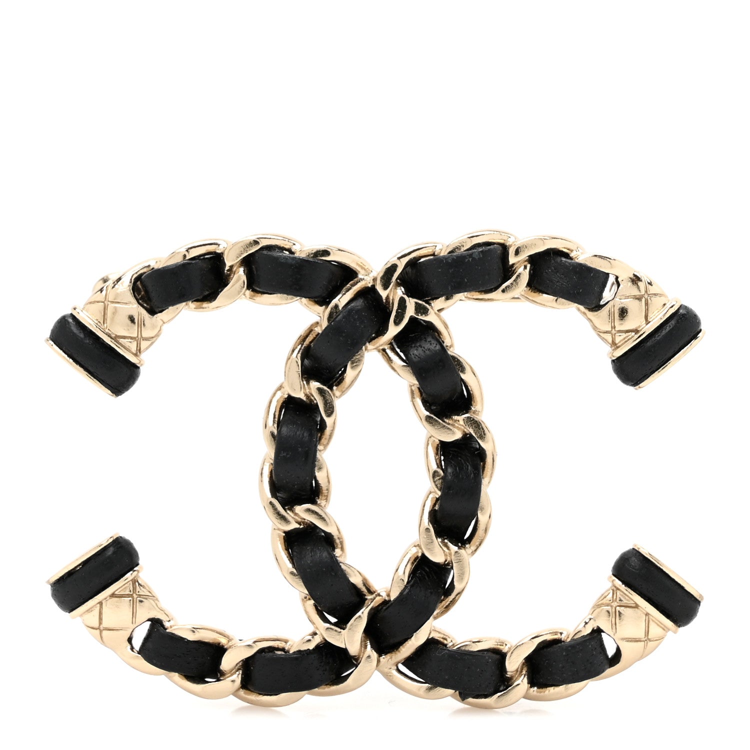 Chanel Lambskin CC Chain Brooch Black Gold 1 of 4