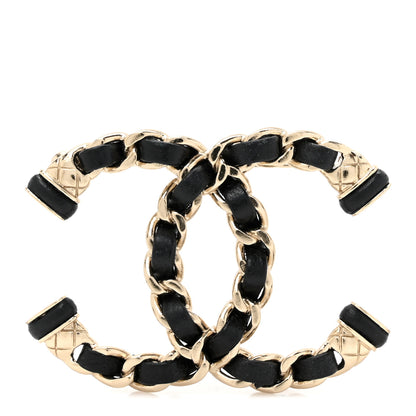 Chanel Lambskin CC Chain Brooch Black Gold 1 of 4