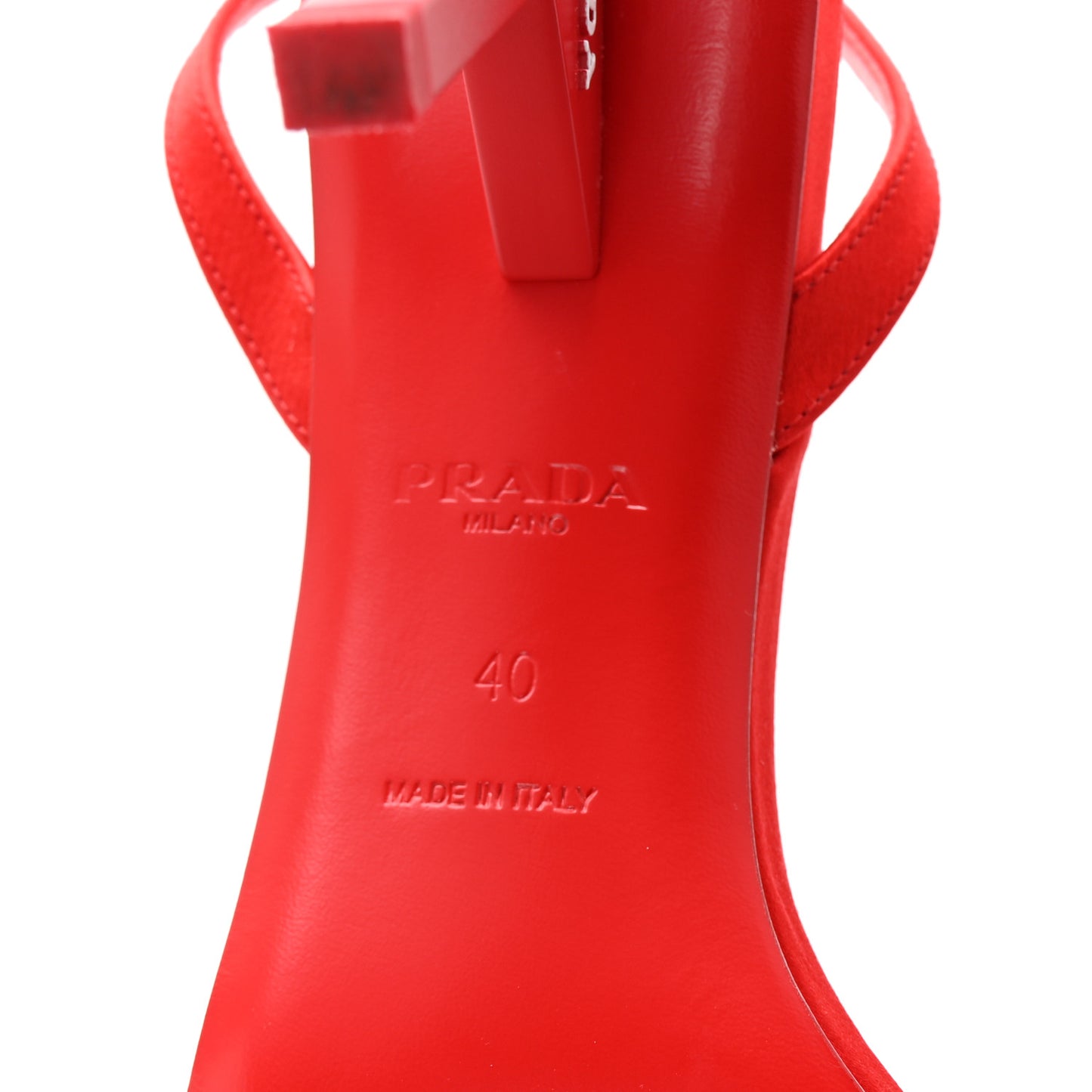 Satin Logo Slingback Sandals 40 Red