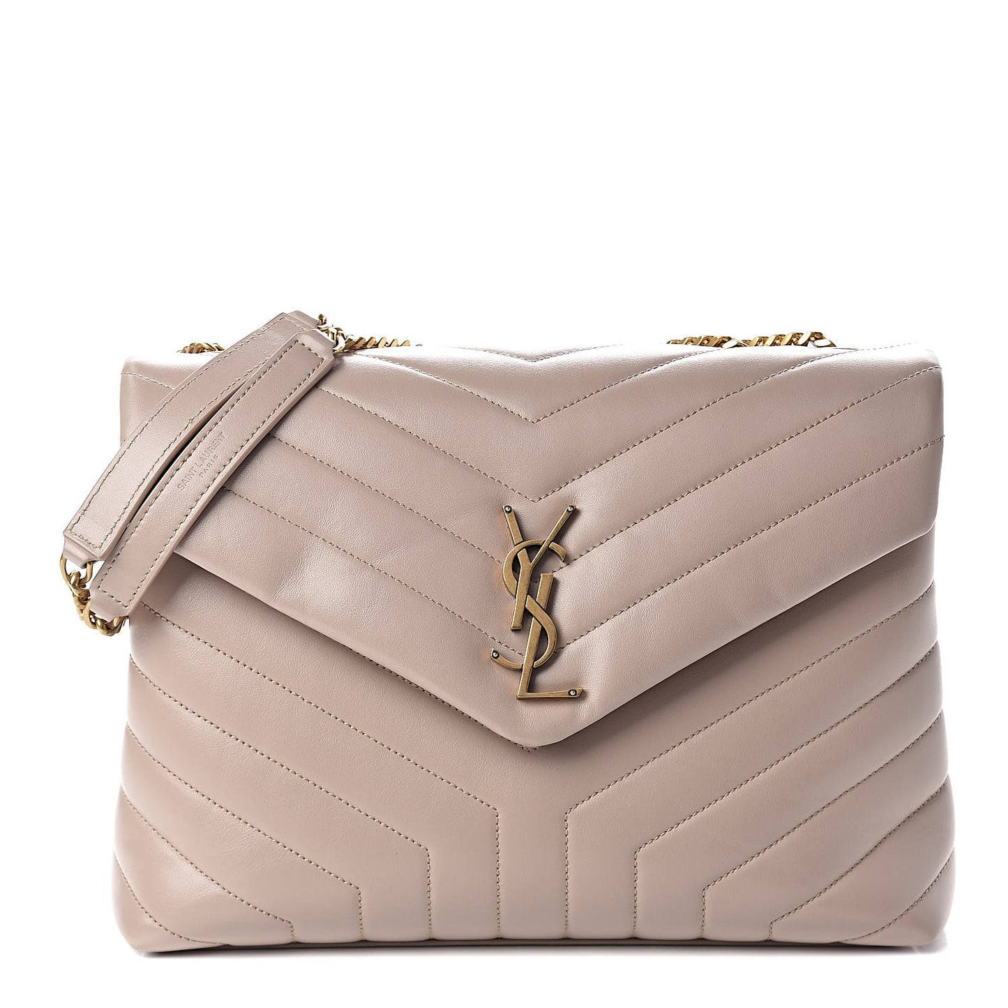 Calfskin Y Quilted Monogram Medium Loulou Chain Satchel Light Natural