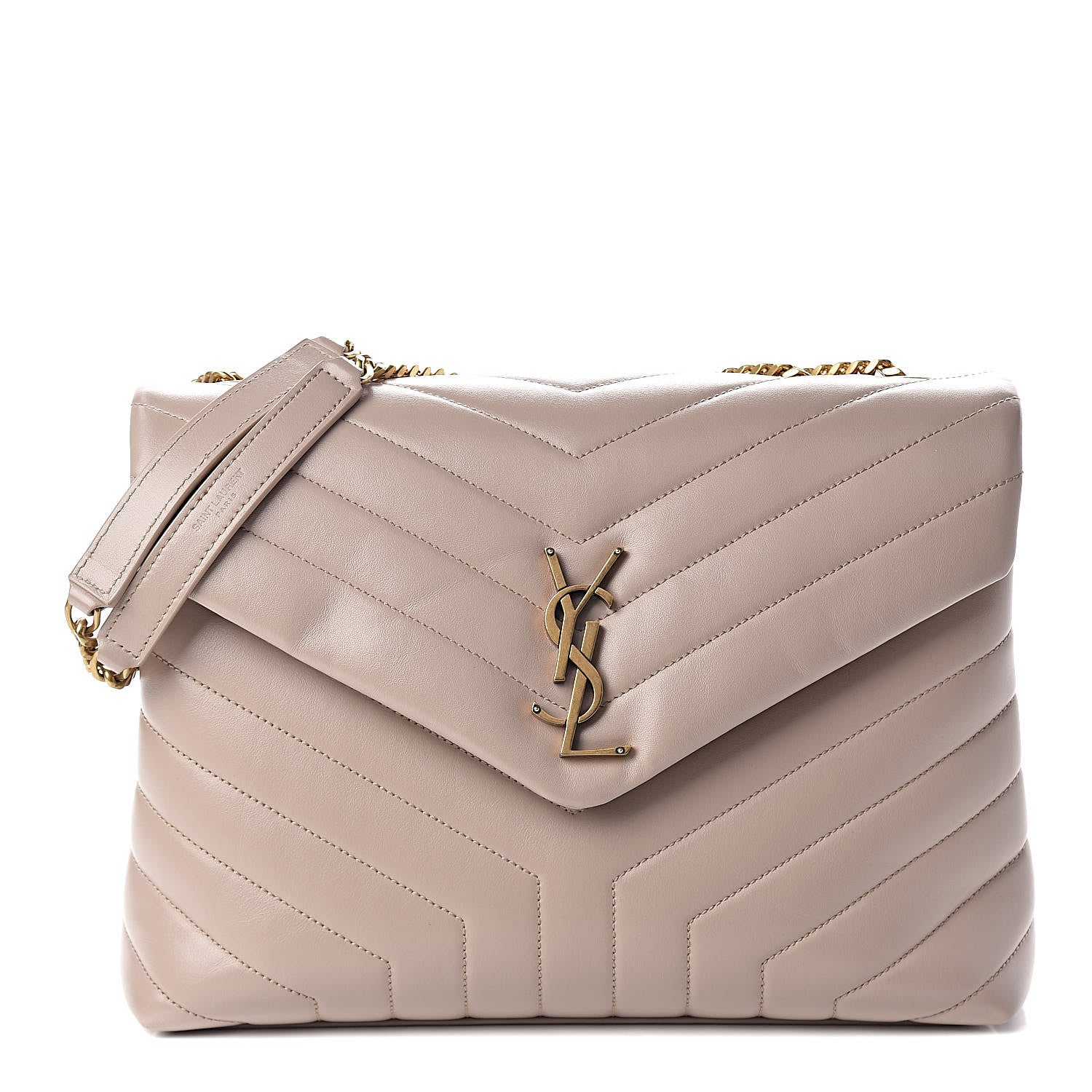 Saint Laurent Calfskin Y Quilted Monogram Medium Loulou Chain Satchel Light Natural 1 of 10