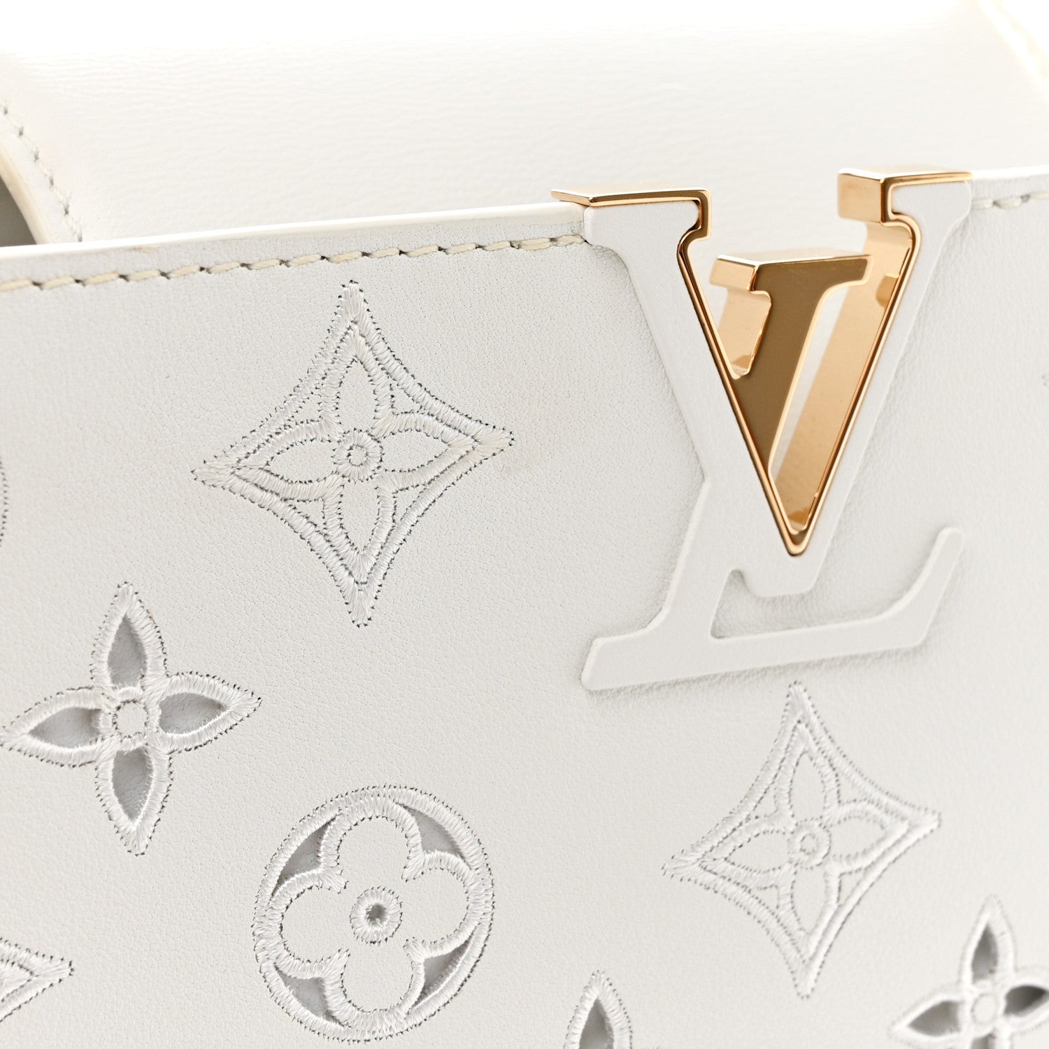 Louis Vuitton Calfskin LV Broderie Capucines BB White 15 of 16