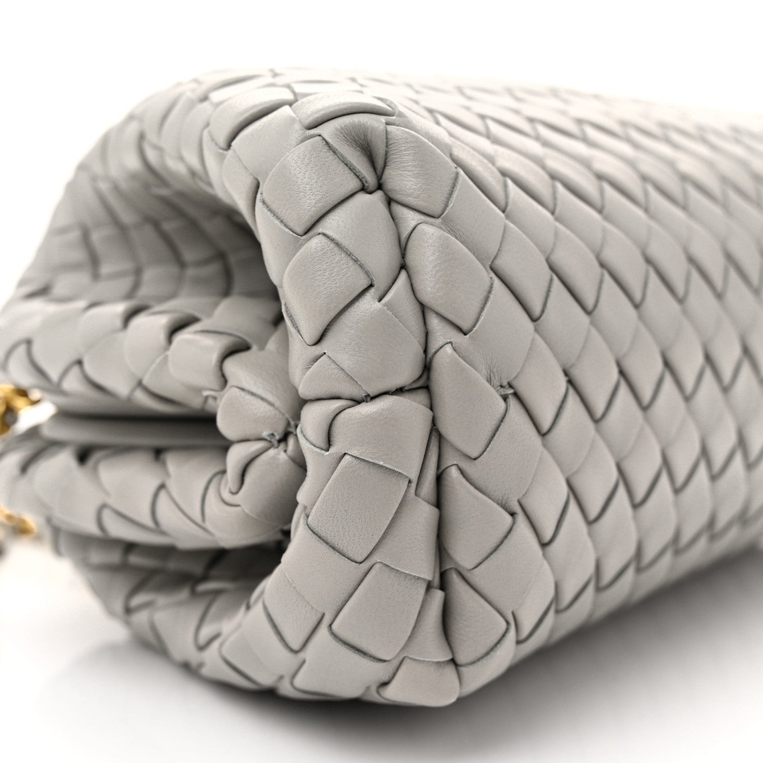 Bottega Veneta Nappa Intrecciato Small The Lauren 1980 Clutch With Chain Sterling 9 of 10