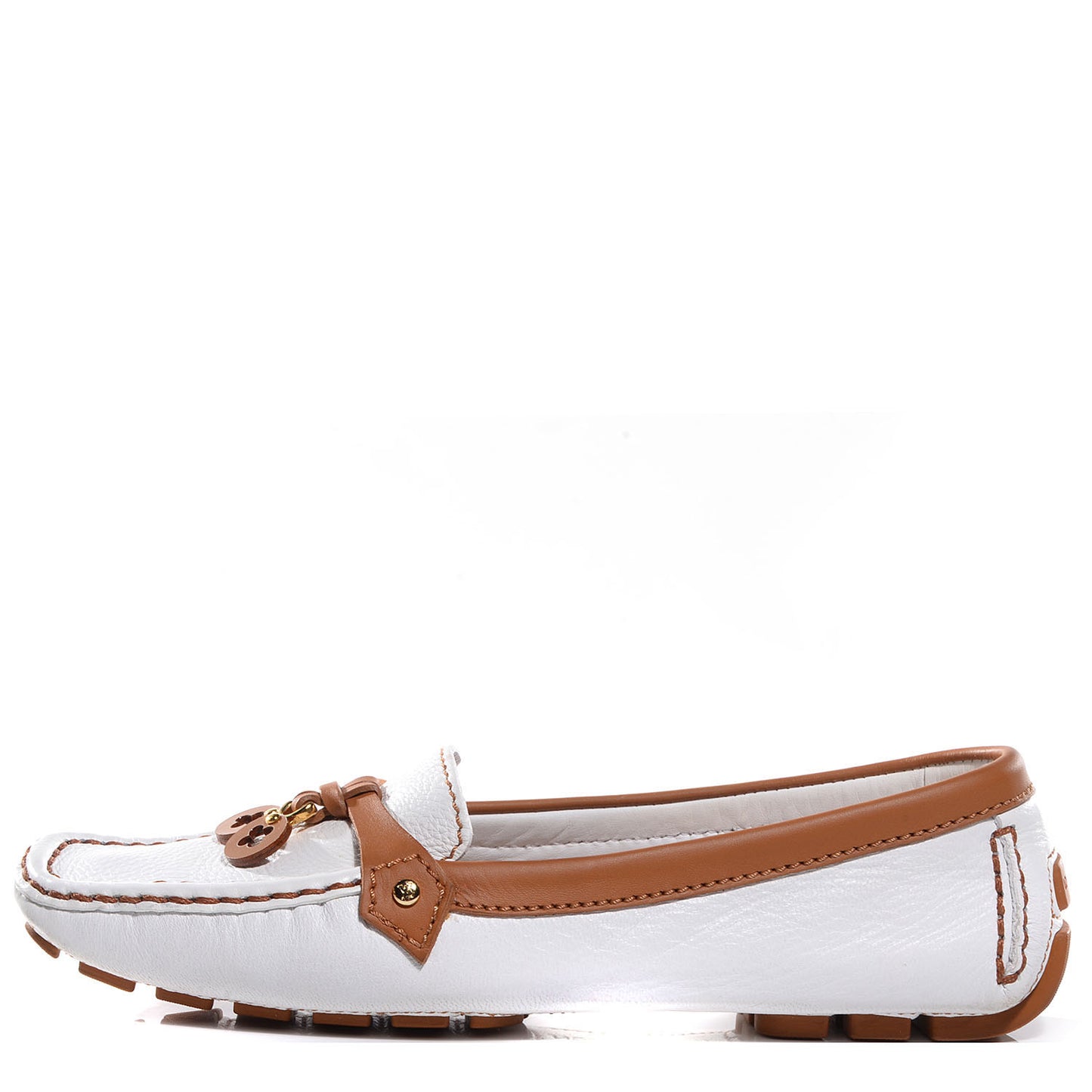 Leather Oxford Loafers 38.5 Cognac White