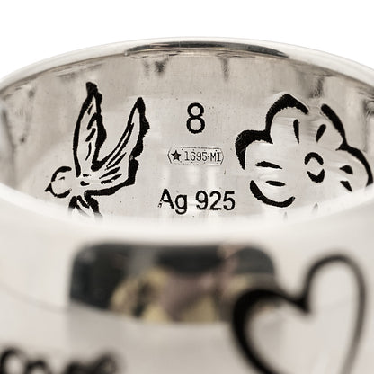 Gucci Sterling Silver Wide Blind for Love Band Ring 48 4.5 5 of 8