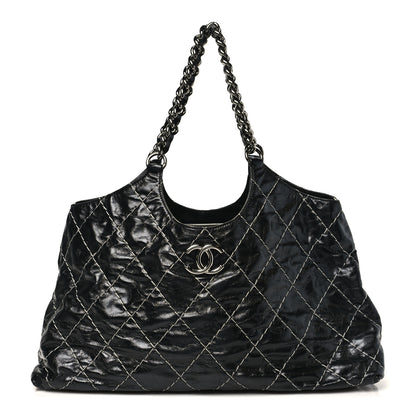 Chanel Glazed Goatskin Double Contrast Stitch Tote Black 1 of 10