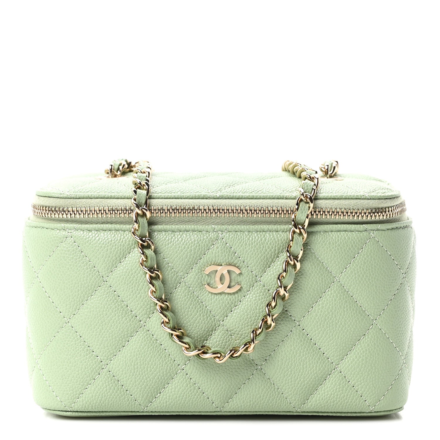 Chanel Caviar Quilted Small Vanity Case With Chain Light Green 1 of 11