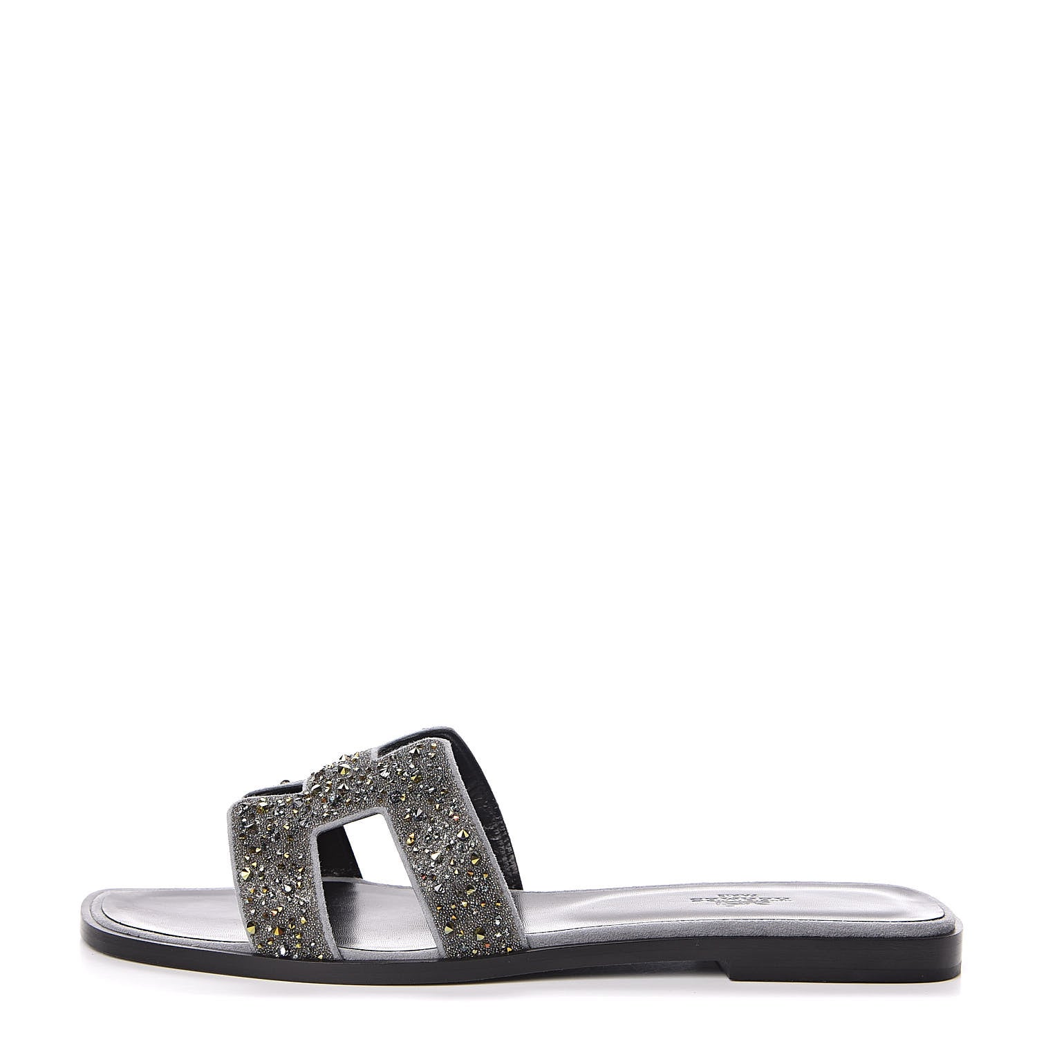 Hermes Goatskin Crystal Oran Sandals 40 Marine 1 of 9