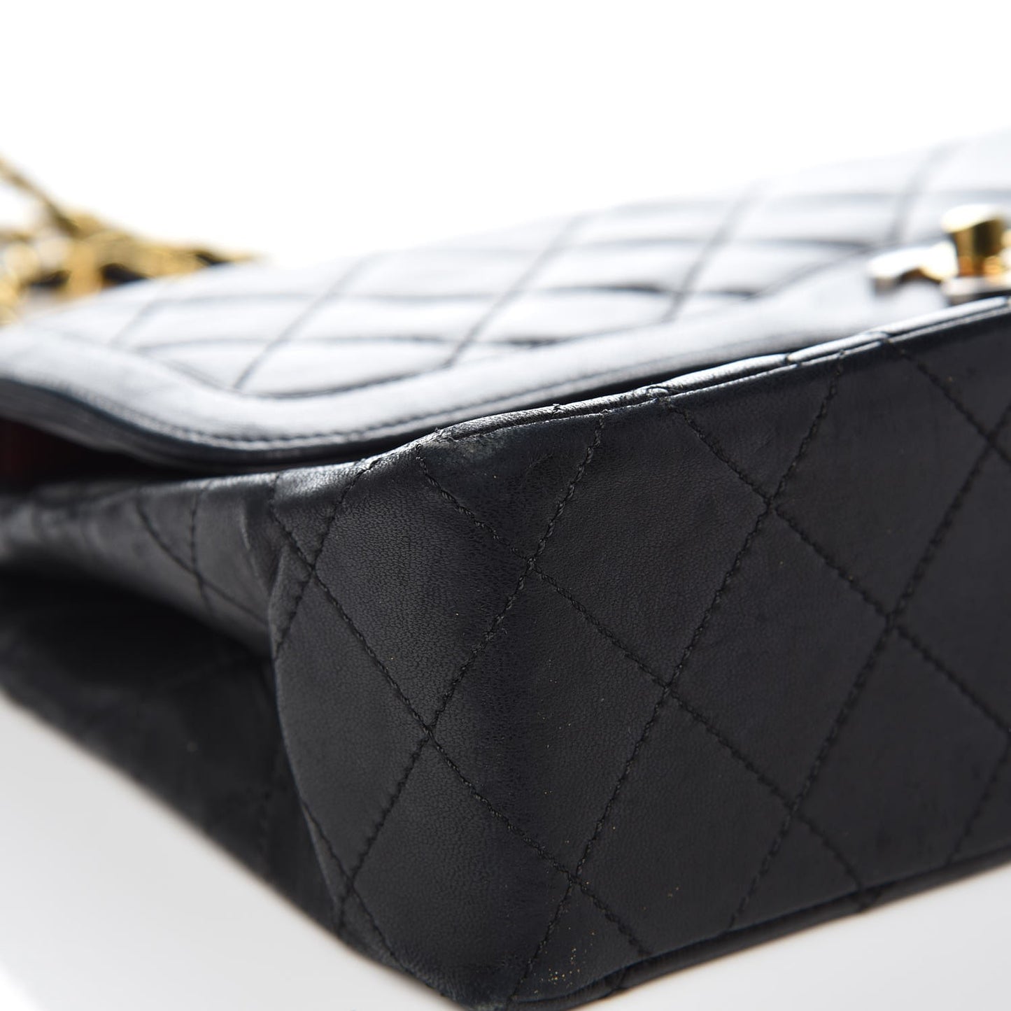 Lambskin Quilted Medium Double Flap Black