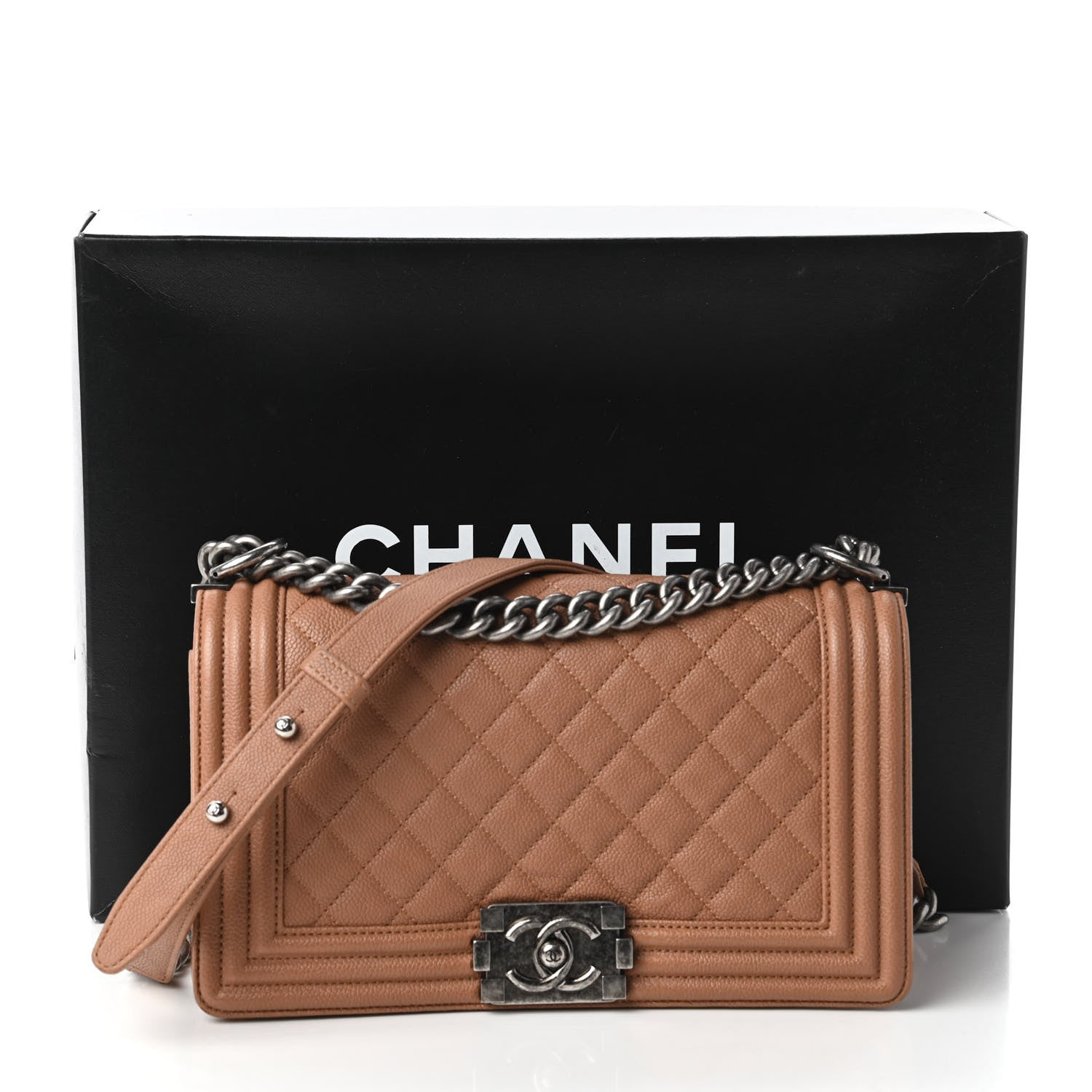 Chanel Caviar Quilted Medium Boy Flap Camel 11 of 11