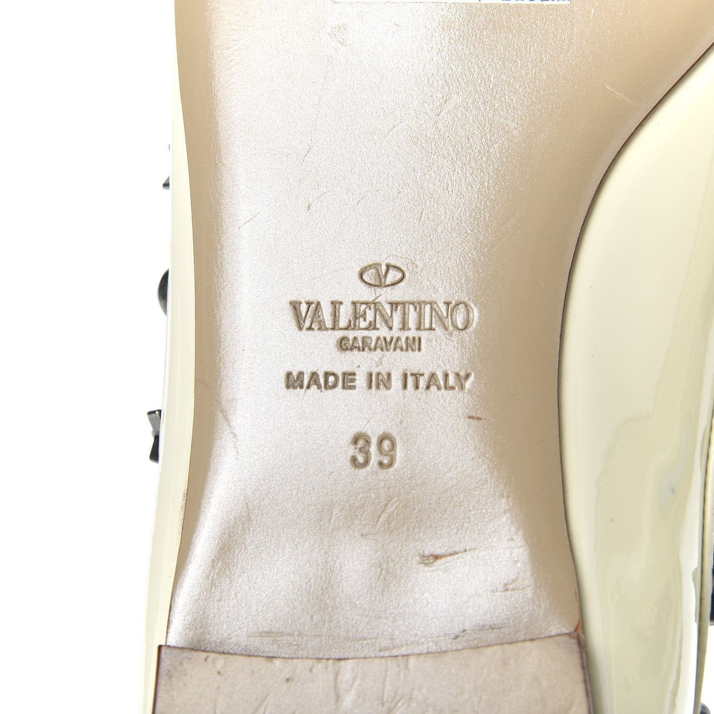 Patent Rockstud Rolling Cage Ballerina Flats 39 Ivory