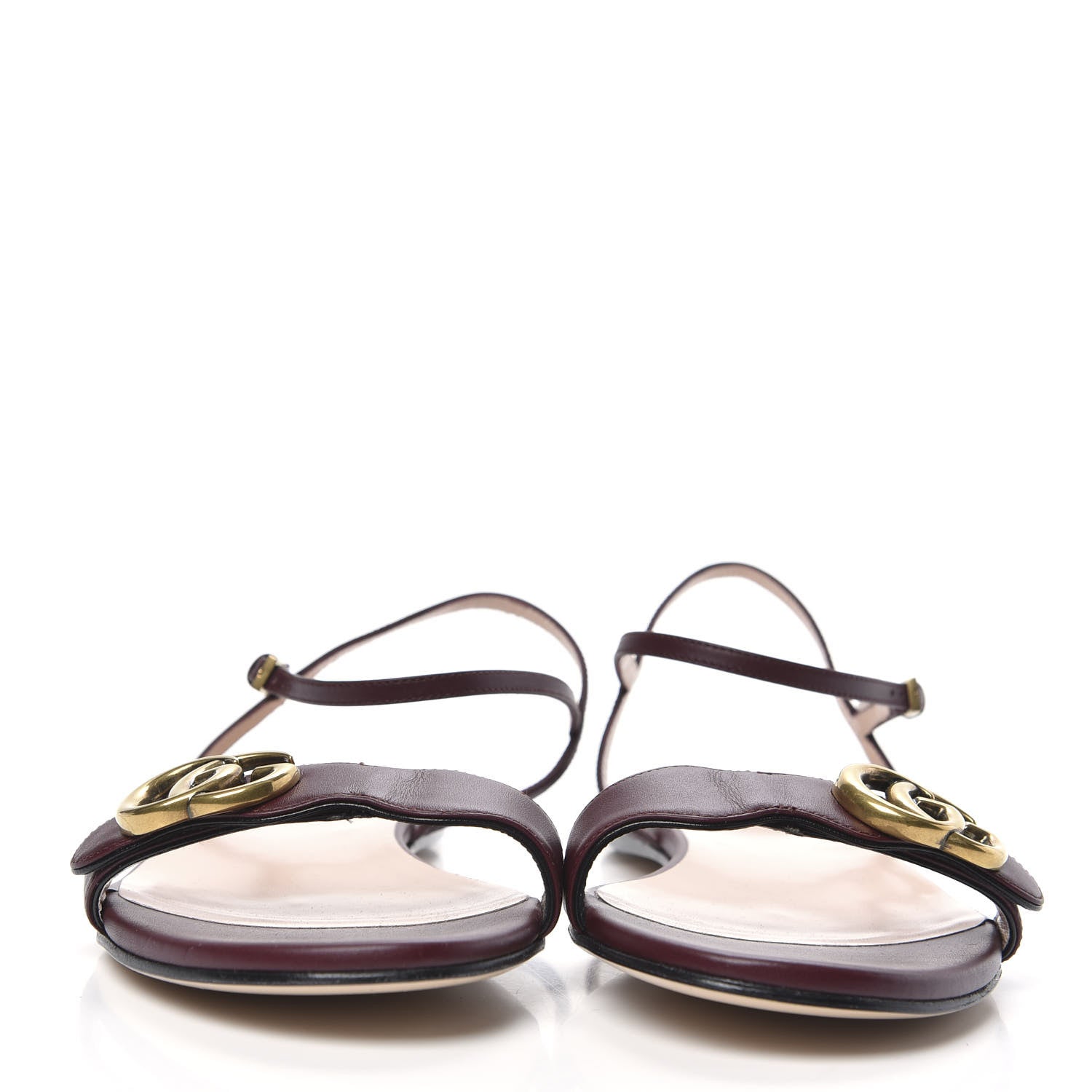 Gucci Lifford Calfskin GG Marmont Ankle Wrap Flat Sandals 39 Vintage Bordeaux 2 of 7
