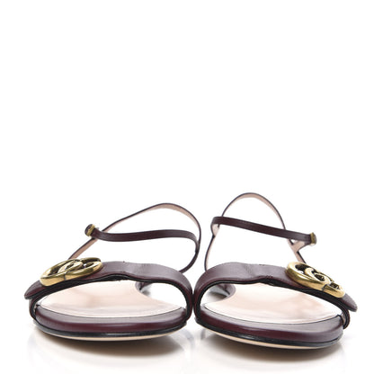 Gucci Lifford Calfskin GG Marmont Ankle Wrap Flat Sandals 39 Vintage Bordeaux 2 of 7