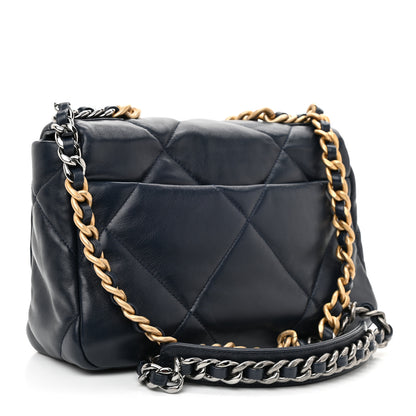Chanel Goatskin Quilted Medium Chanel 19 Flap Navy Blue 3 of 10