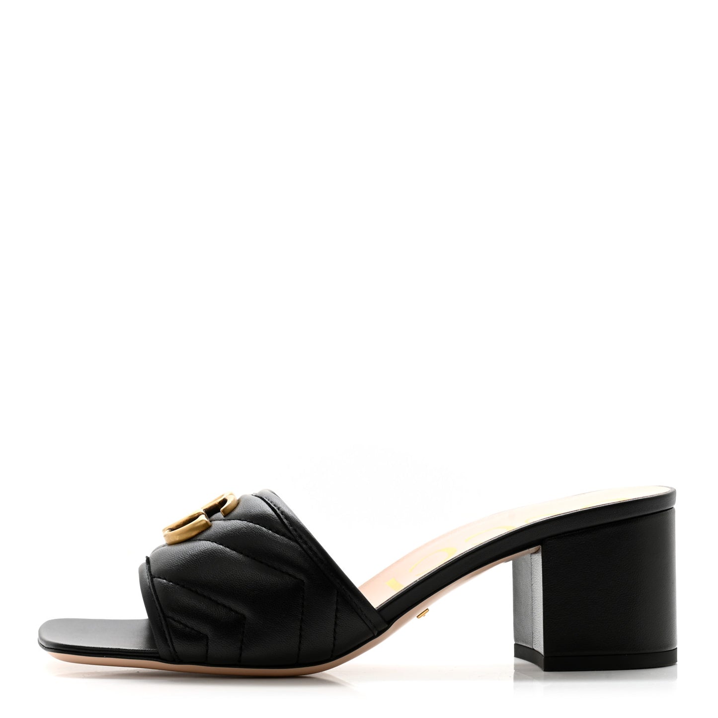 Nappa Matelasse GG Marmont 55mm Slide Sandals 38 Black