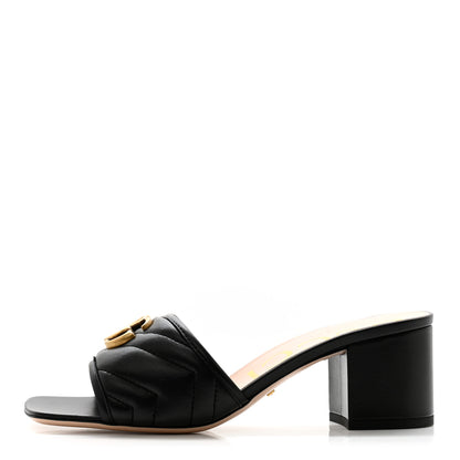 Gucci Nappa Matelasse GG Marmont 55mm Slide Sandals 38 Black 1 of 10