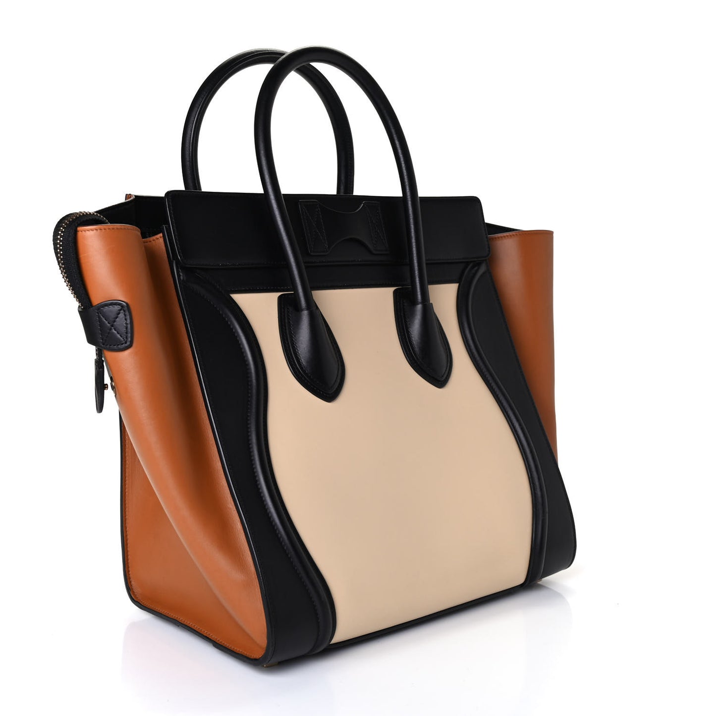 Satin Calfskin Mini Tri-Color Luggage Seashell