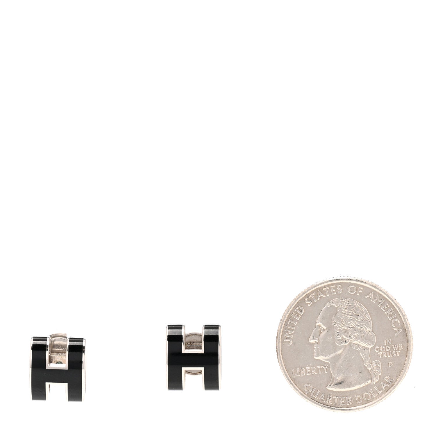 Hermes Palladium Lacquered Mini Pop H Earrings Black 2 of 6