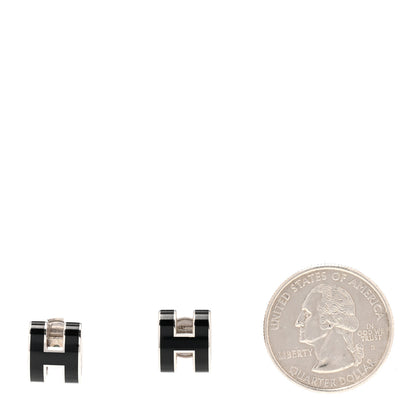 Hermes Palladium Lacquered Mini Pop H Earrings Black 2 of 6