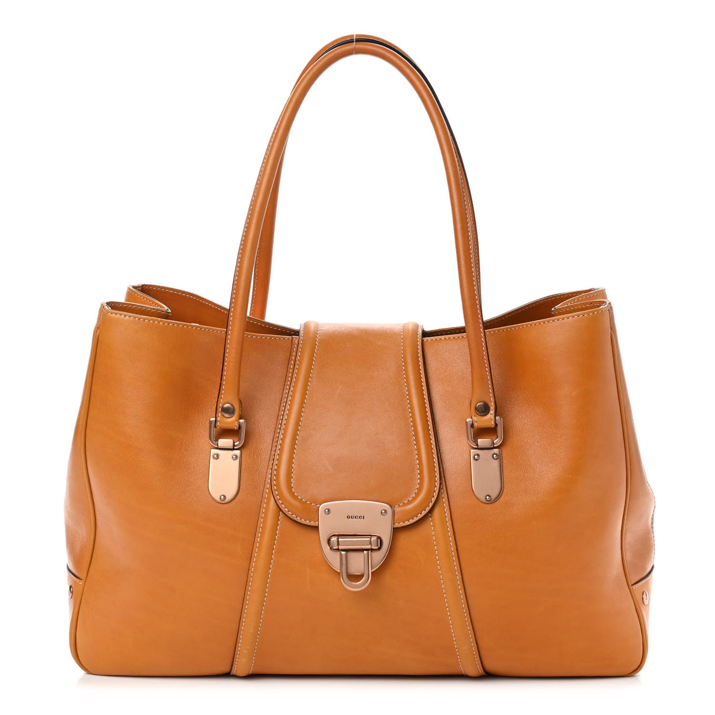Smooth Calfskin Large Flap Tote Light Brown