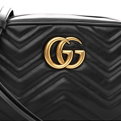 Gucci Calfskin Matelasse Small GG Marmont Chain Shoulder Bag Black 8 of 10