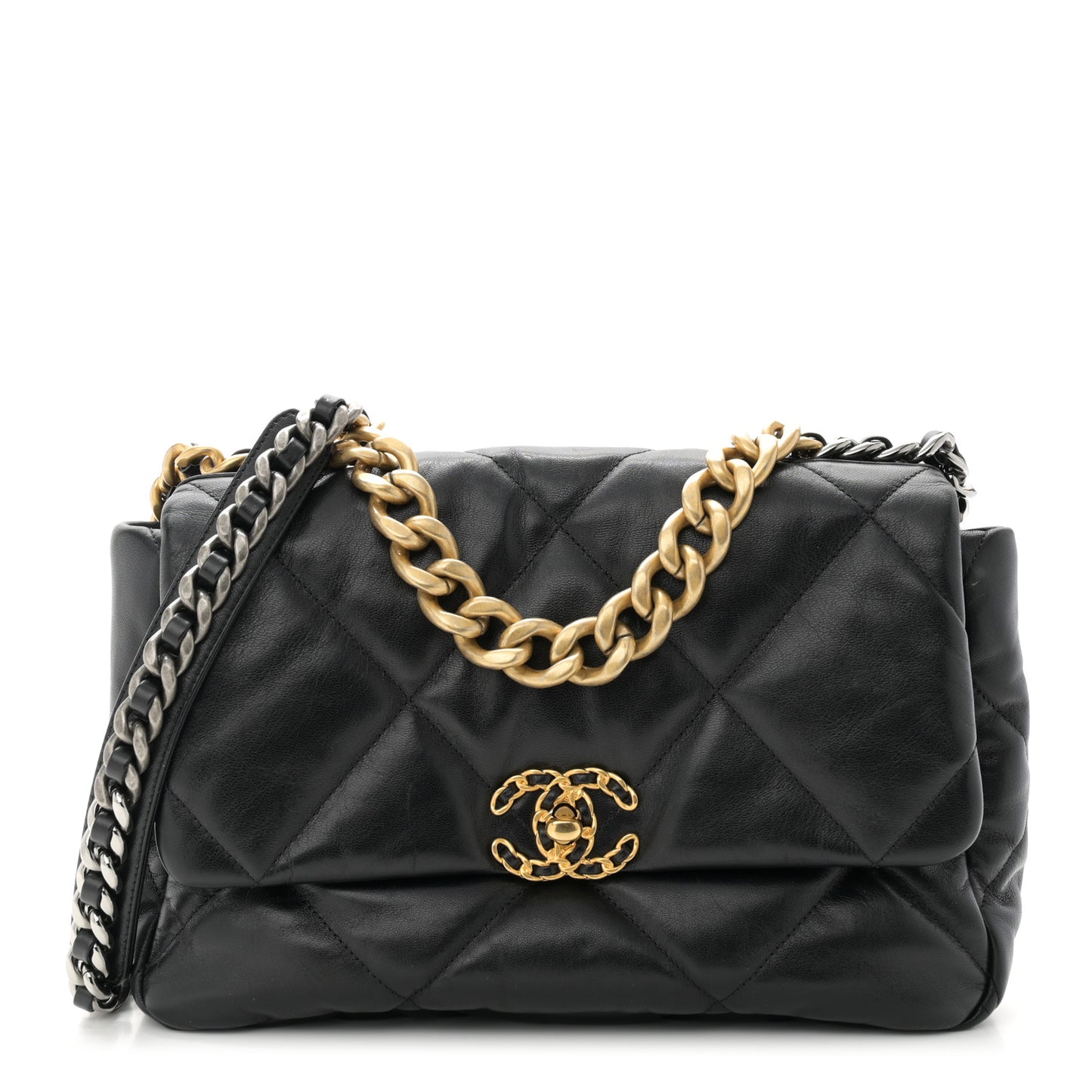 Goatskin Quilted Large Chanel 19 Flap Black