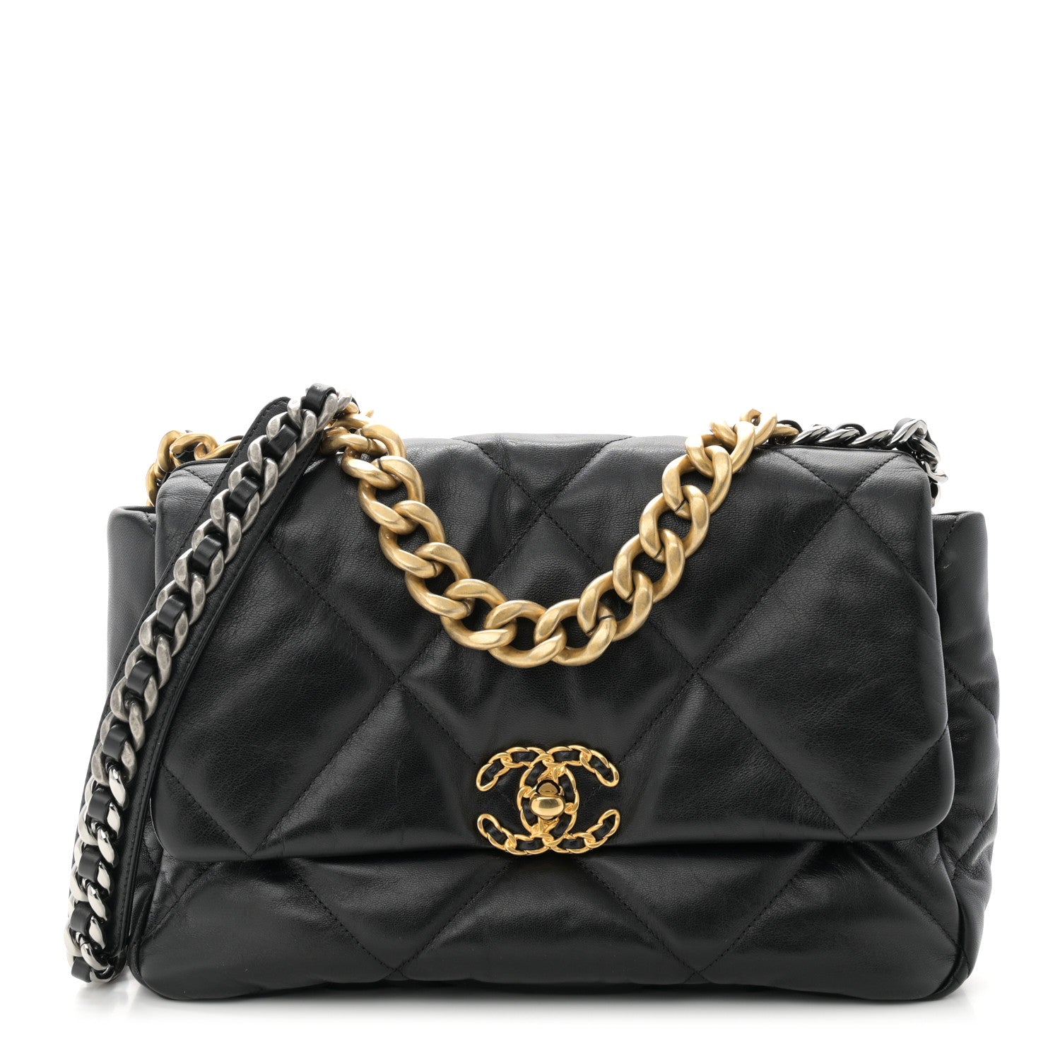 Chanel Goatskin Quilted Large Chanel 19 Flap Black 1 of 10