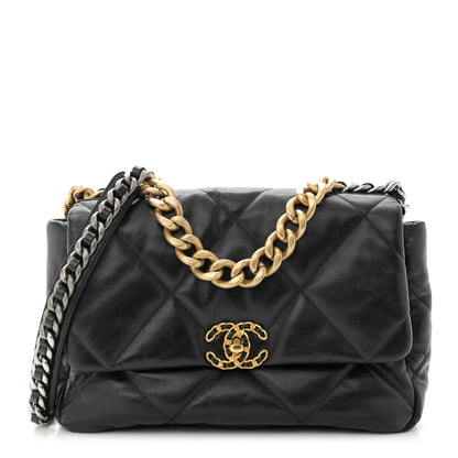 Chanel Goatskin Quilted Large Chanel 19 Flap Black 1 of 10