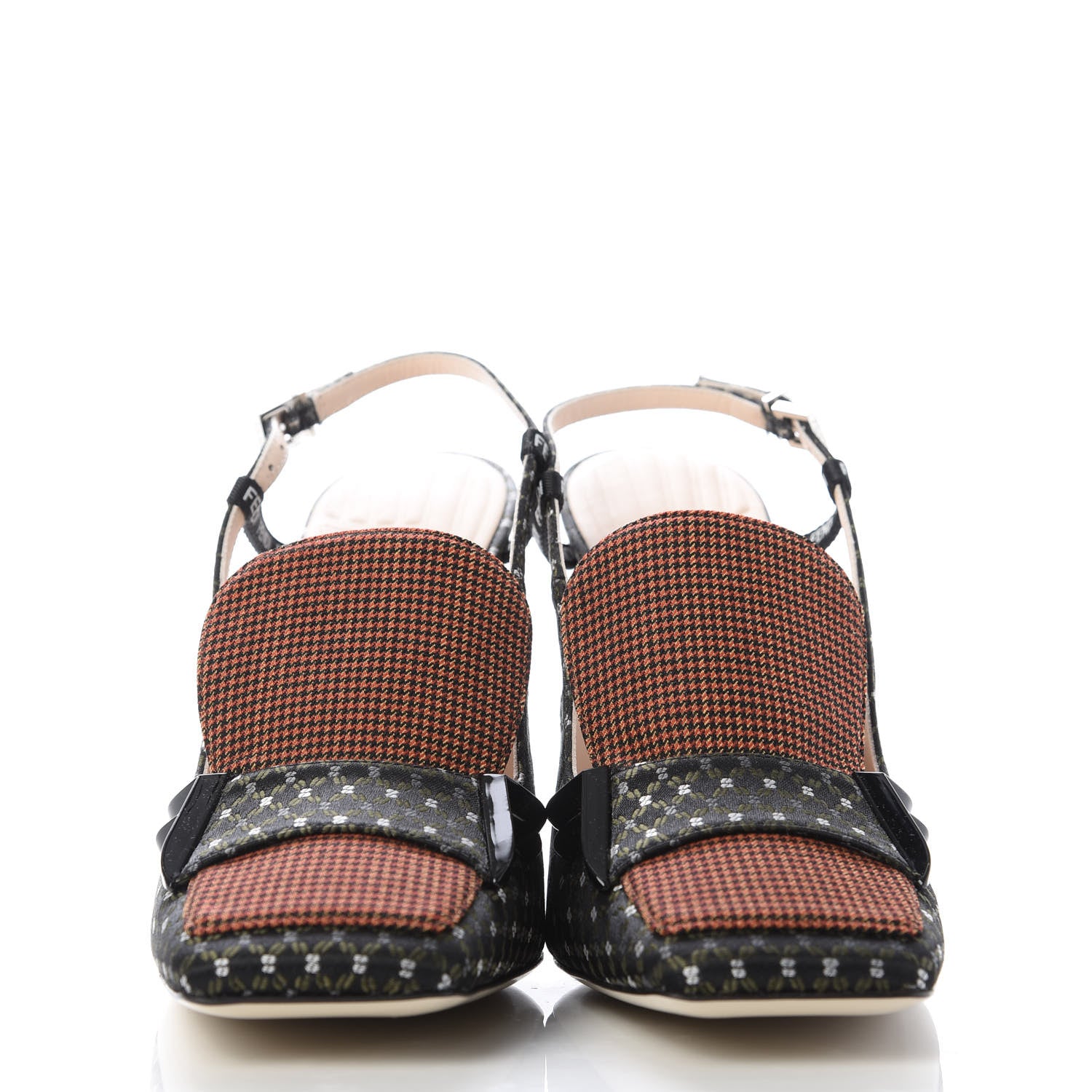Fendi Fabric Jacquard Ffreedom Slingback Pumps 37.5 2 of 8