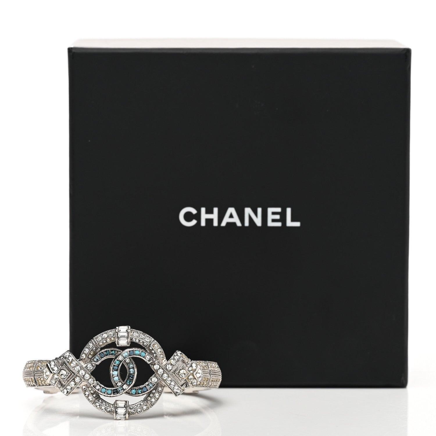 Chanel Crystal CC Cuff Silver Blue 7 of 7