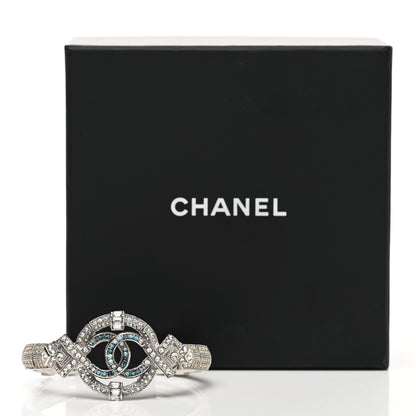 Chanel Crystal CC Cuff Silver Blue 7 of 7
