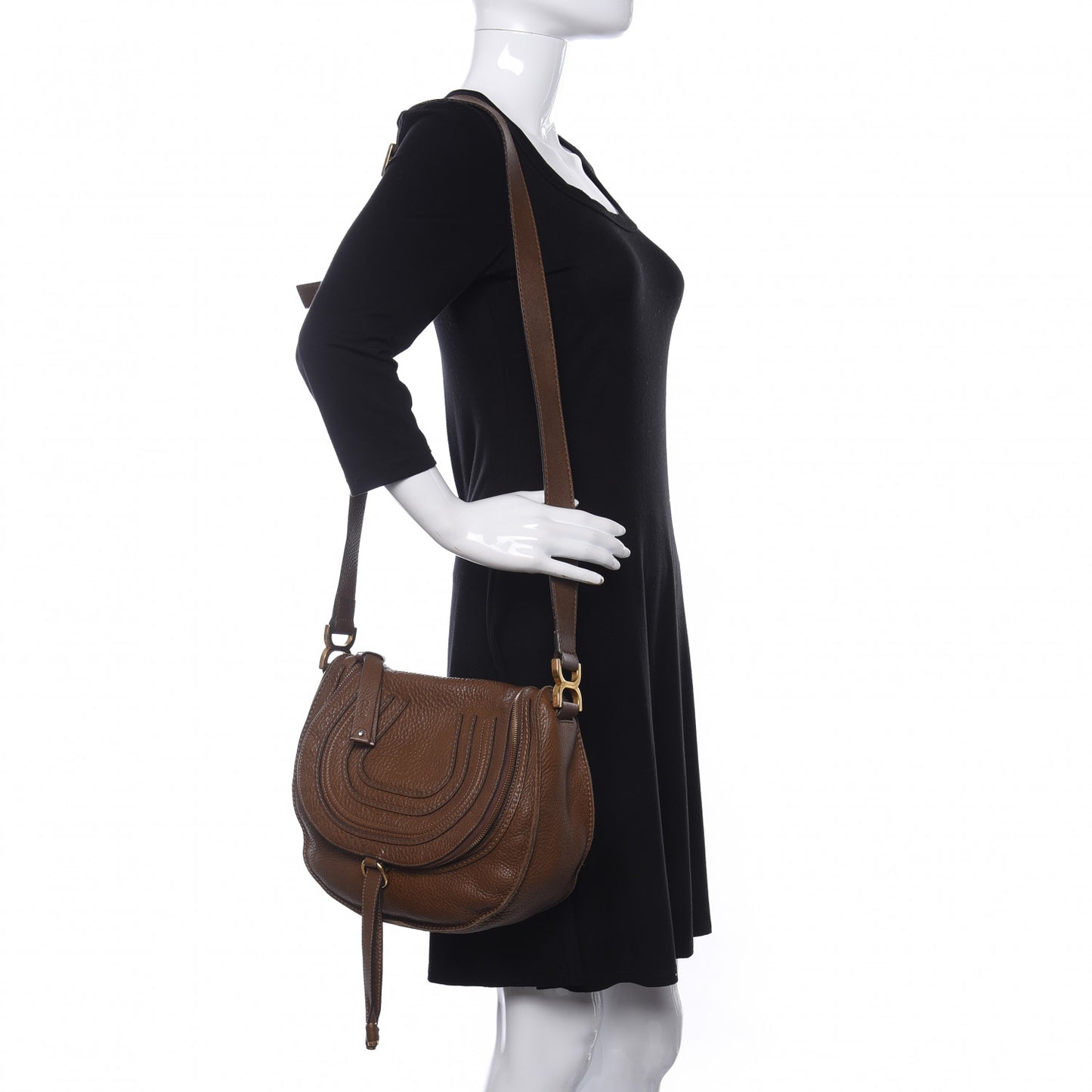 Calfskin Medium Marcie Round Zip Crossbody Nut